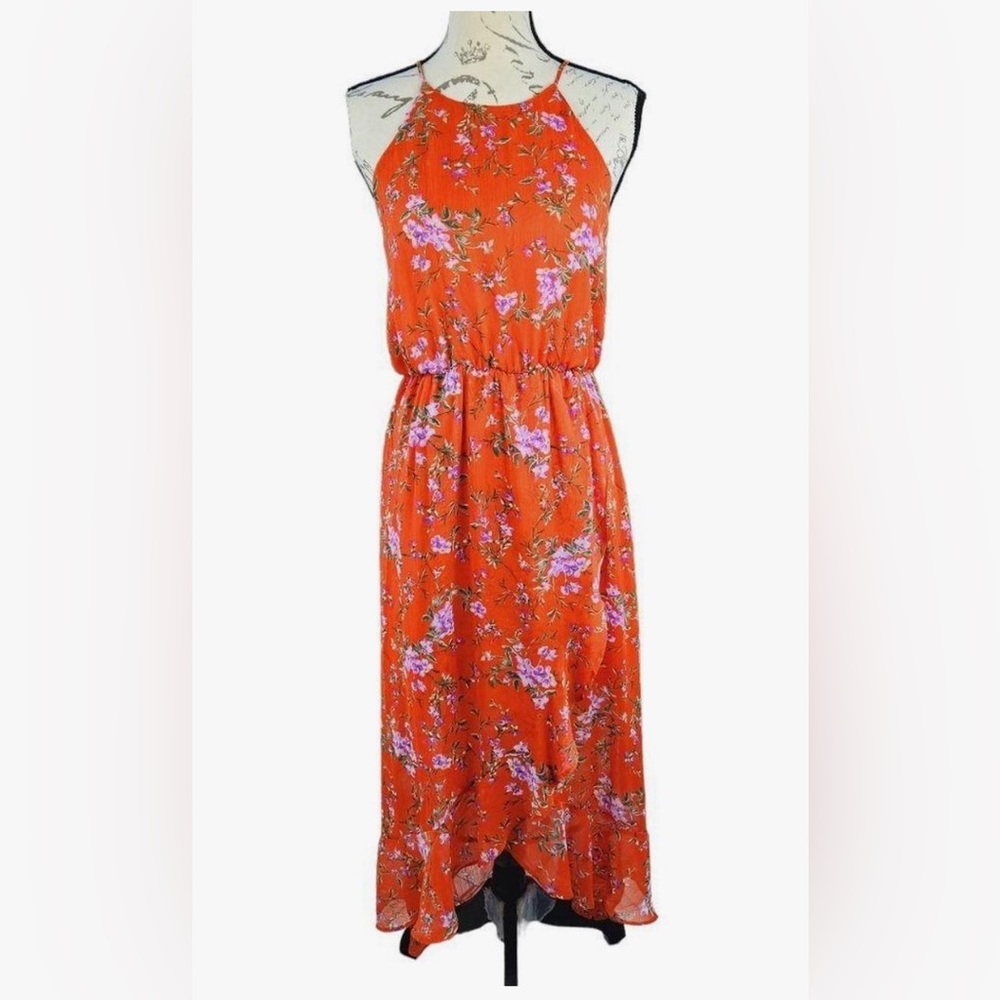 Orange floral dress - NWOT